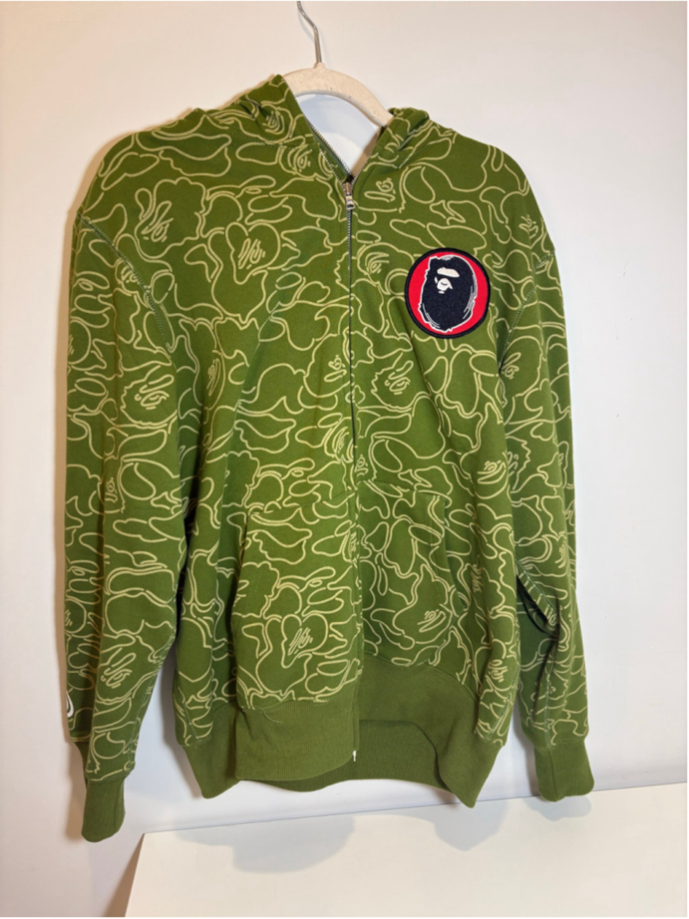 BAPE 30th Anniversary Line Camo Shark Full Zip Hoodie Green FW23 Authentic #GH